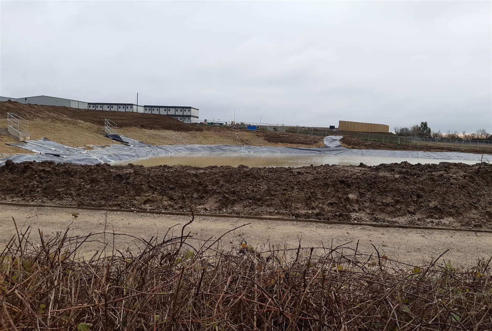 In the summer, what was believed to be a Saxon wall was found in this part of the site, which is now one of many ponds