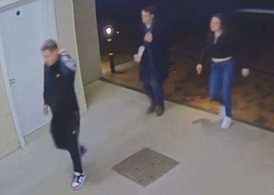 Police have released images of two men and a woman they would like to speak with about reports of over two dozen attempted thefts from cars in the multi-storey on Linden Road, Tunbridge Wells. Picture: Kent Police