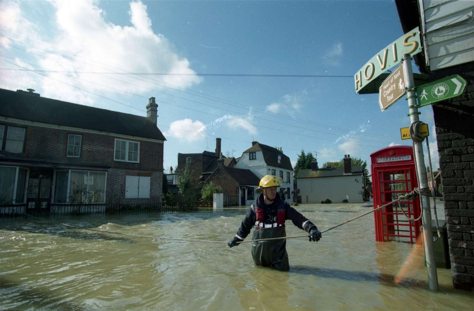 Fire crews getting prepared for a day of rescues on October 13, 2000