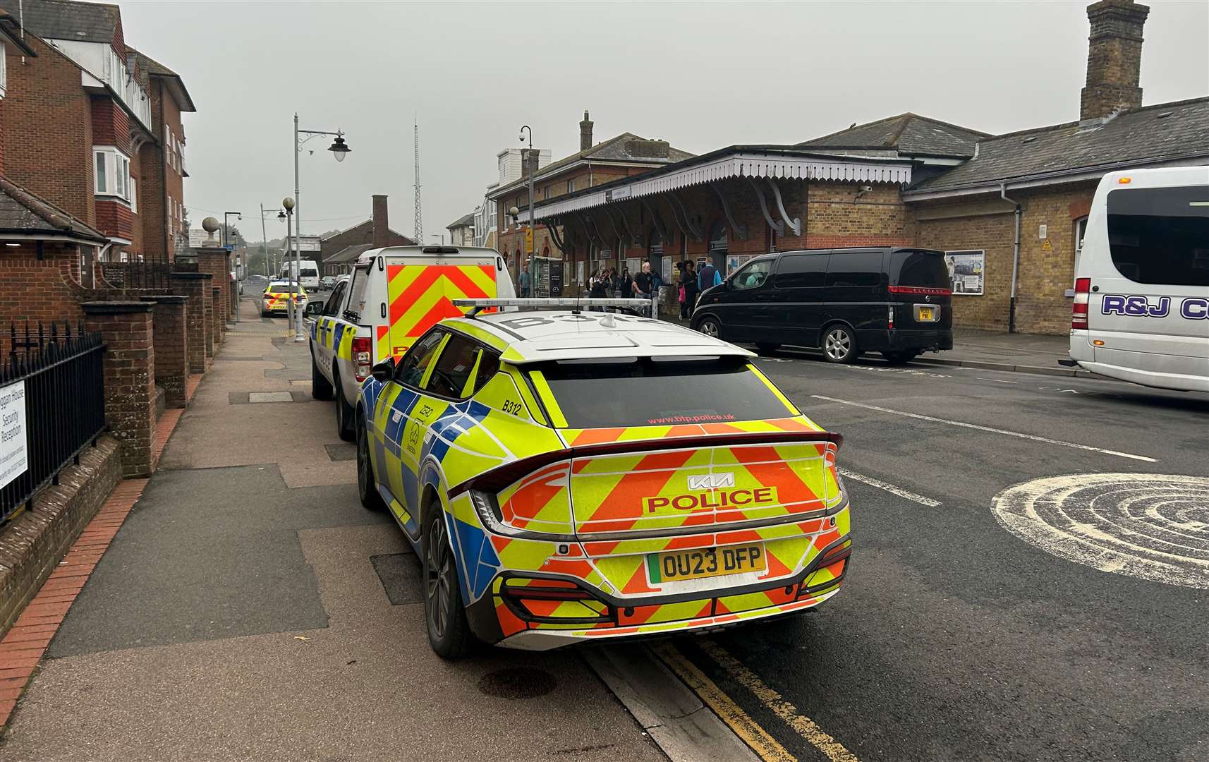 Police at the scene of a death on the tracks near Canterbury East railway station