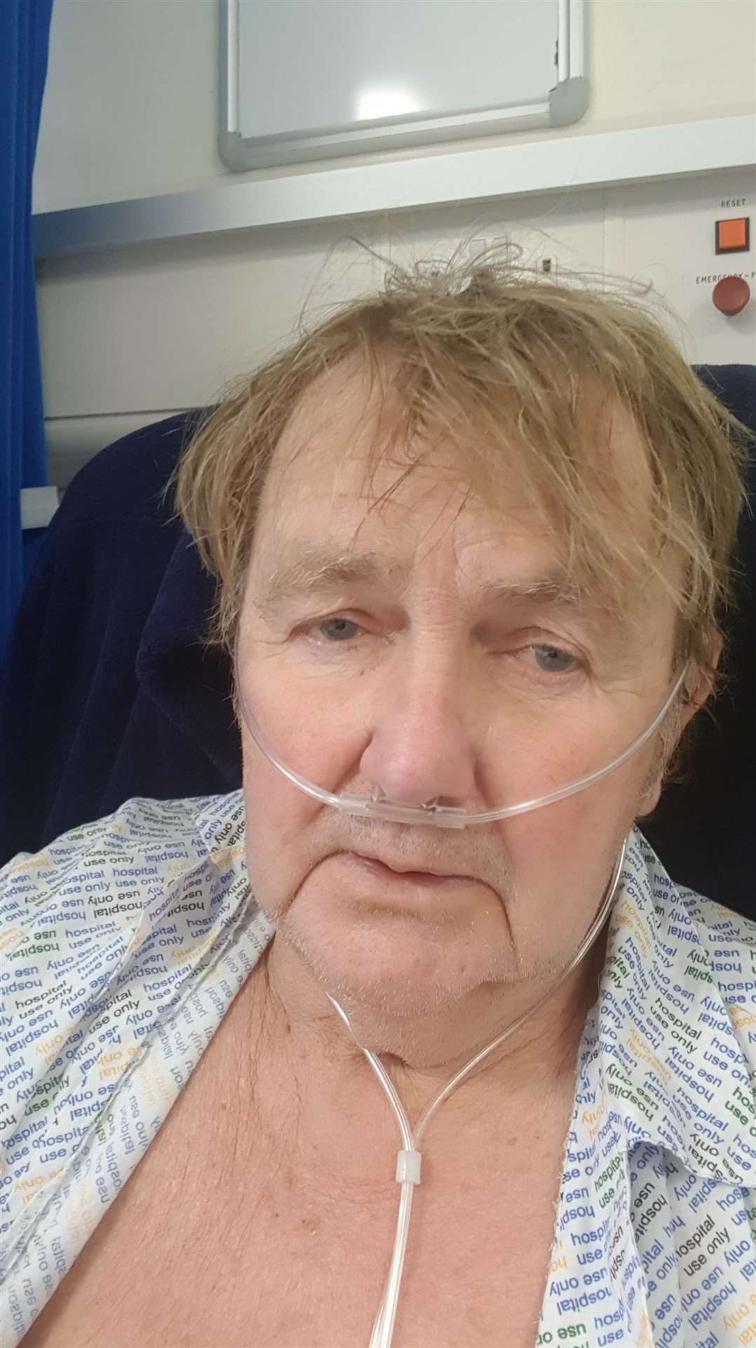 Mr Underwood in hospital. Picture: East Kent Hospitals University NHS Foundation Trust