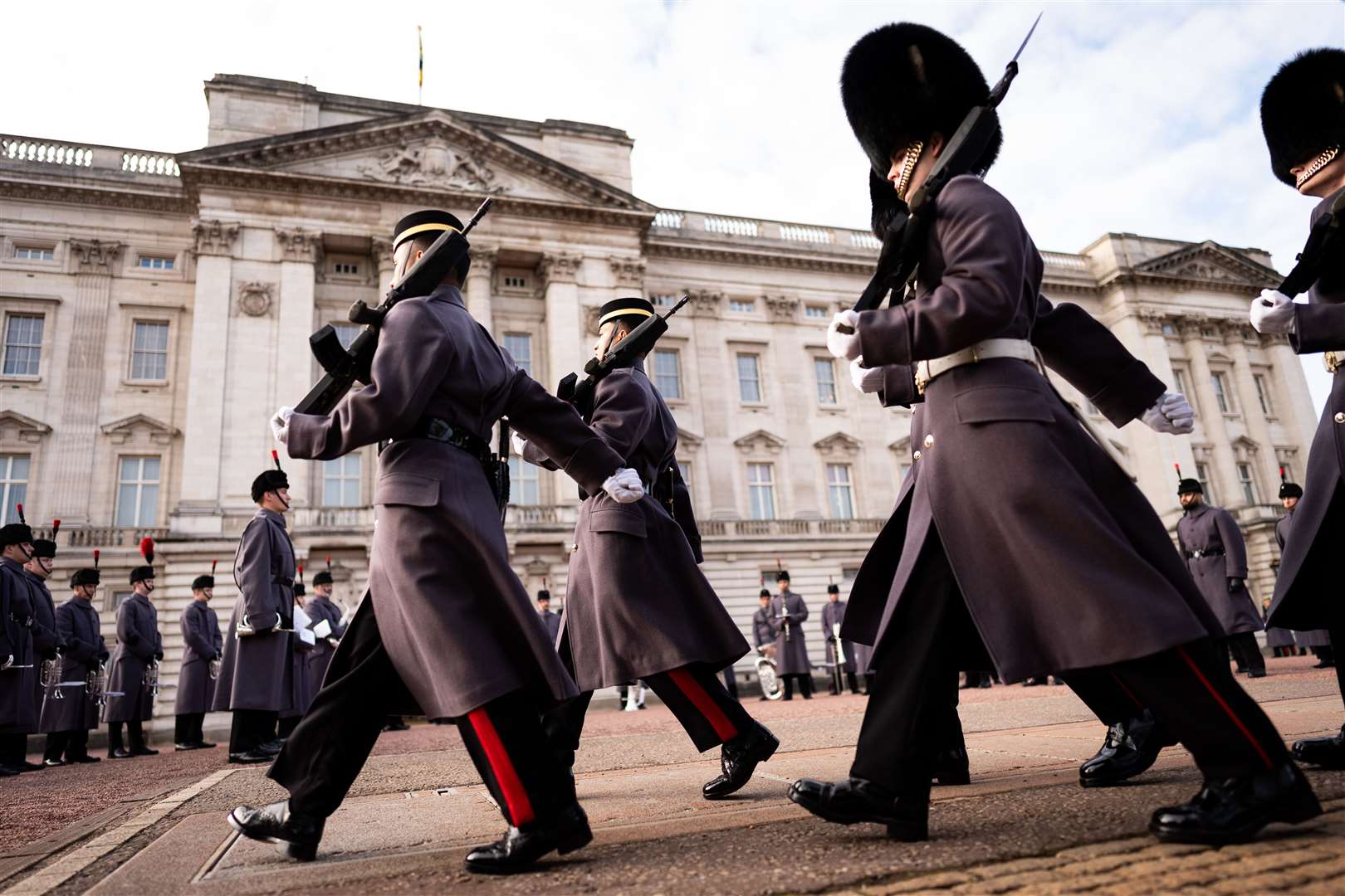 Soldiers marched with the band during the Changing the Guard ceremony (Aaron Chown/PA)