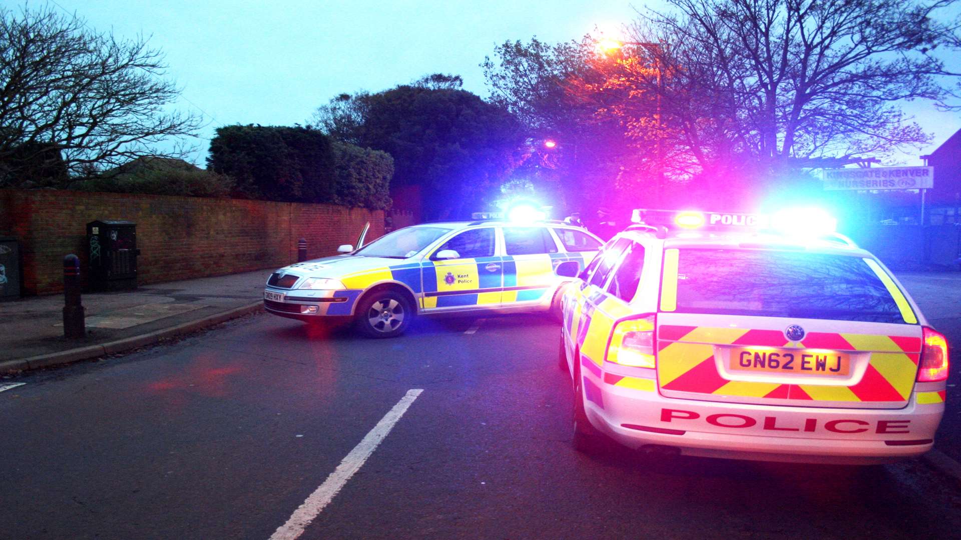 Police in Whiteness Road, Broadstairs, after Anne Birch's body was found