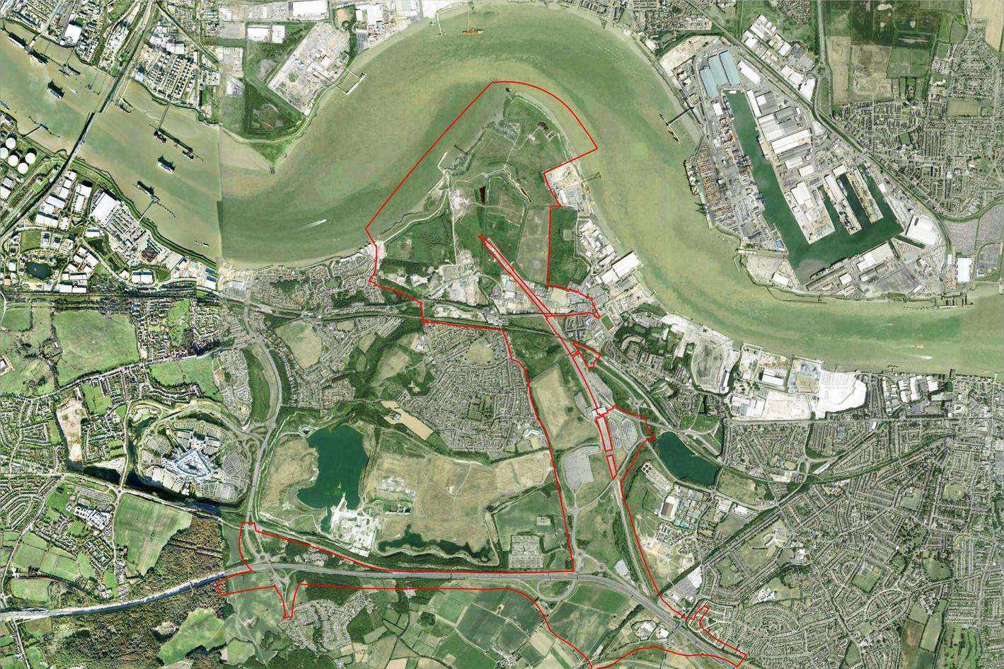 The boundaries of the London Paramount resort development