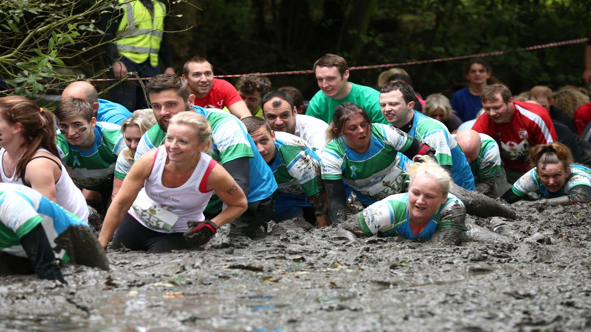 Participants had to wade through mud and freeing water