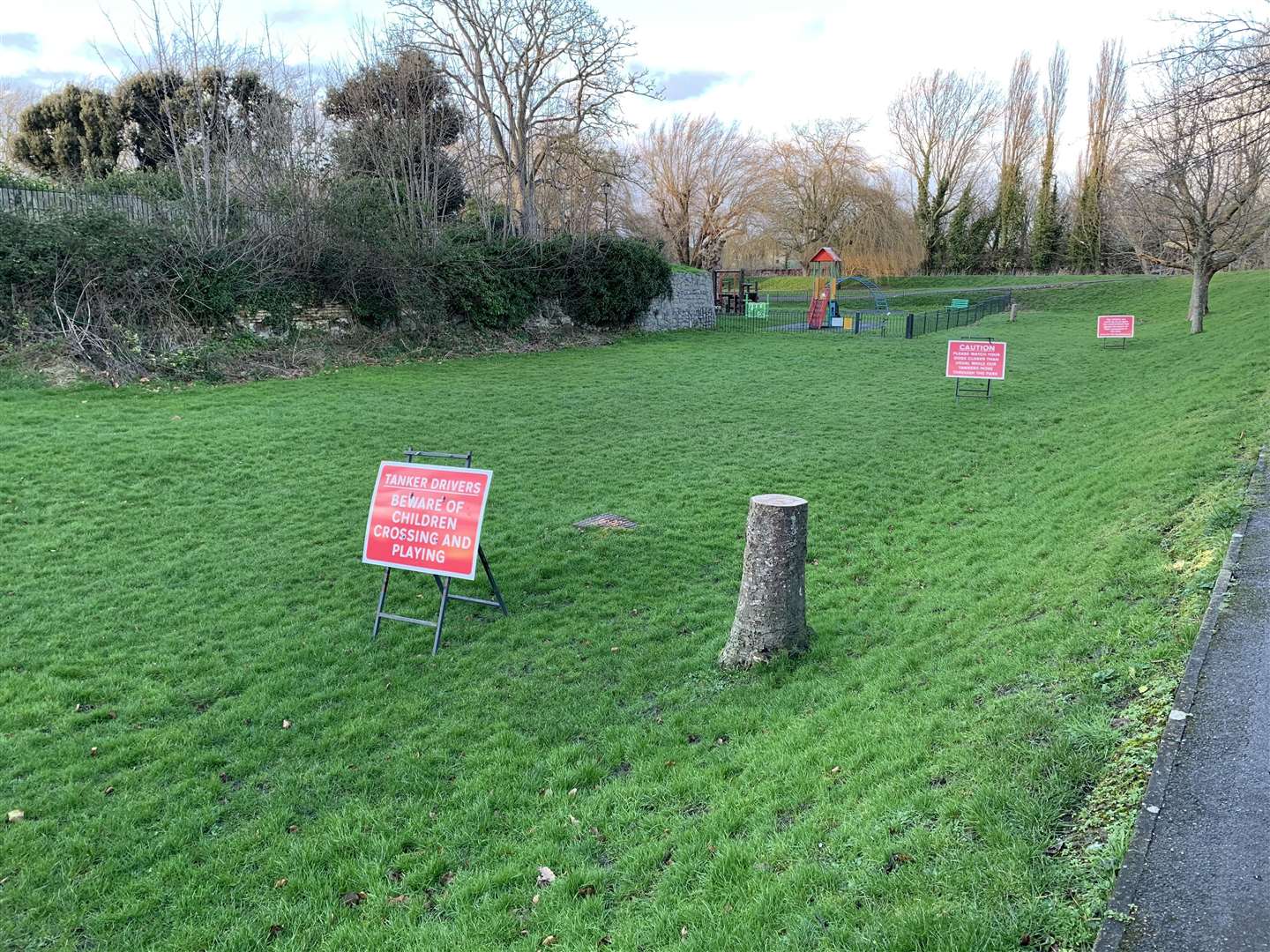 The grass area between the pumping station and play park where a medieval boat is understood to be buried