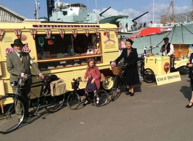 The sweet van at a 1940s’ day held at Chatham dockyard