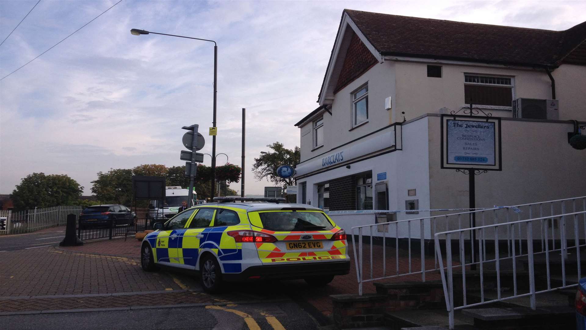 Police outside the bank branch.