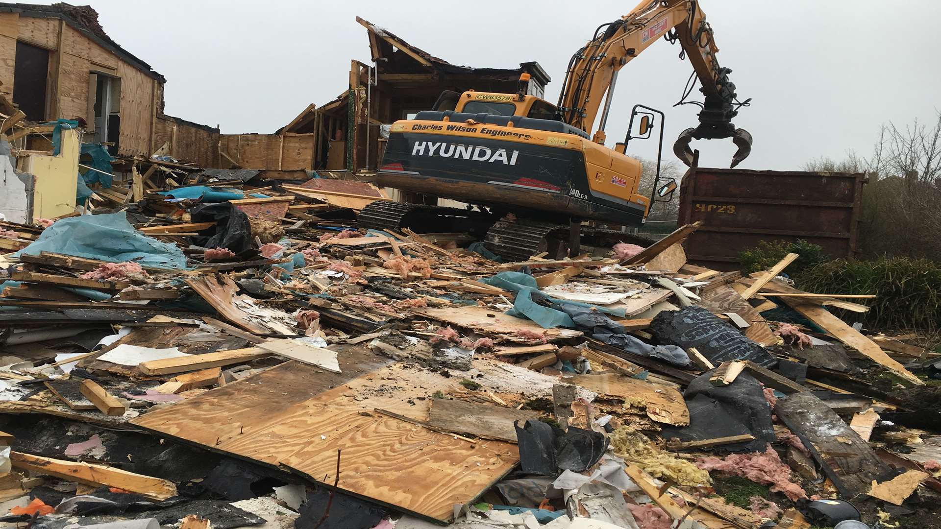 The house being demolished