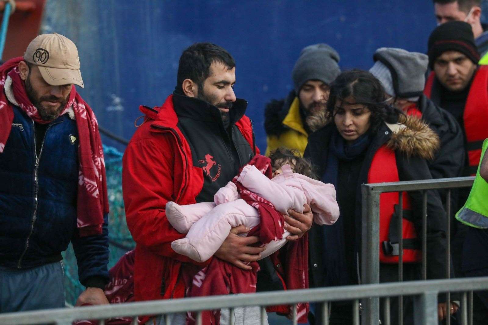 A baby in arms, part of a first group of asylum seekers who arrived in 2022. Picture: UKNIP