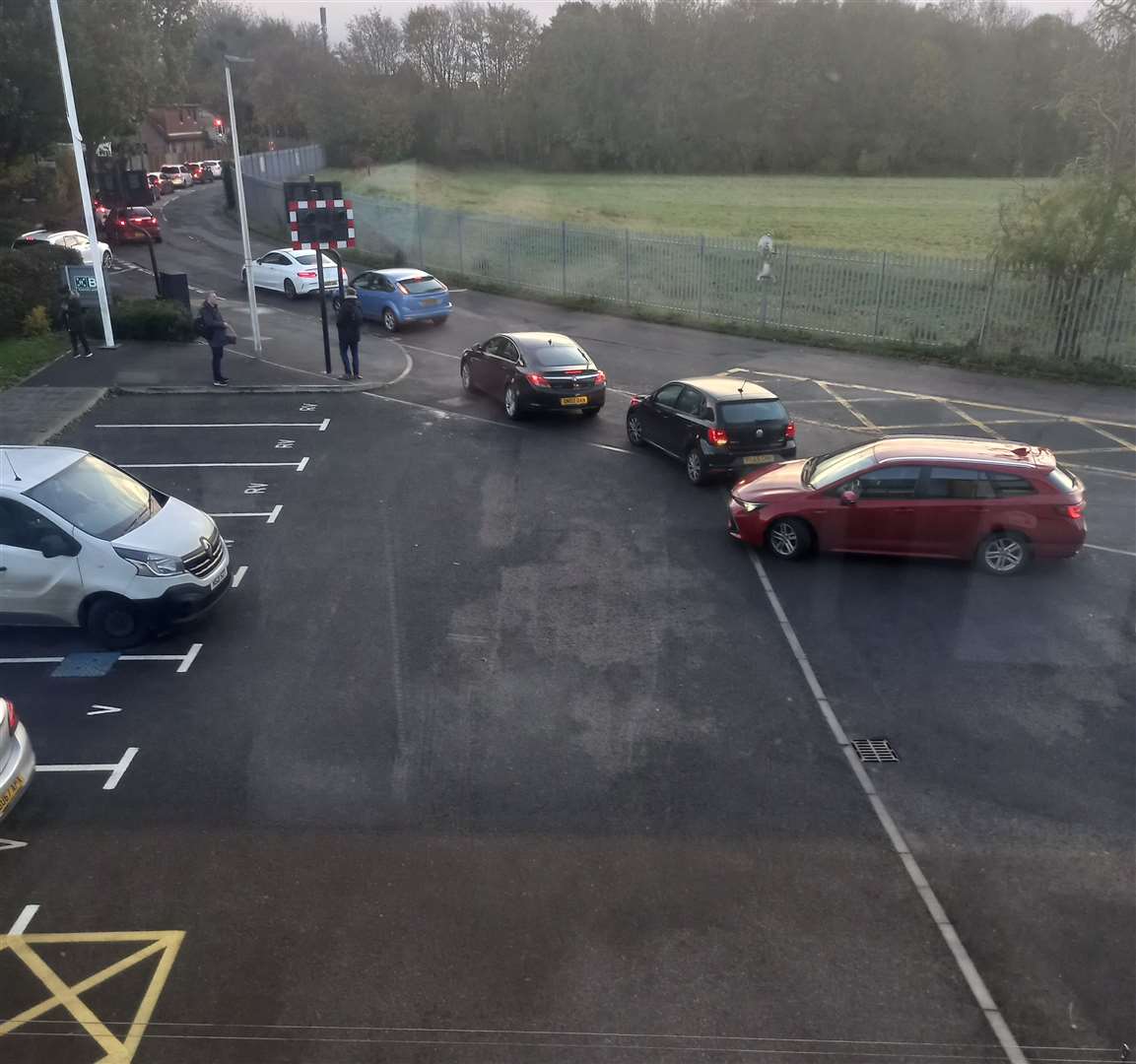 Cars were being turned away and traffic building outside BAE Systems in Marconi Way, Rochester