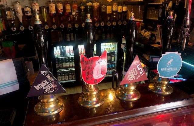 Priding itself on serving local beers, this selection of four Kentish ales were front and centre at the bar