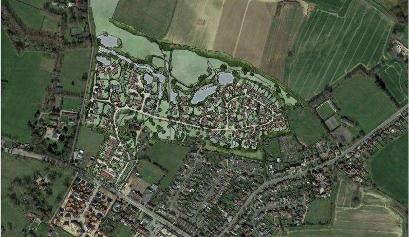 The 105 homes are planned for land at Elmtree Farm, in Sellindge. Picture: Picture: Quinn Estates/Milton Studio