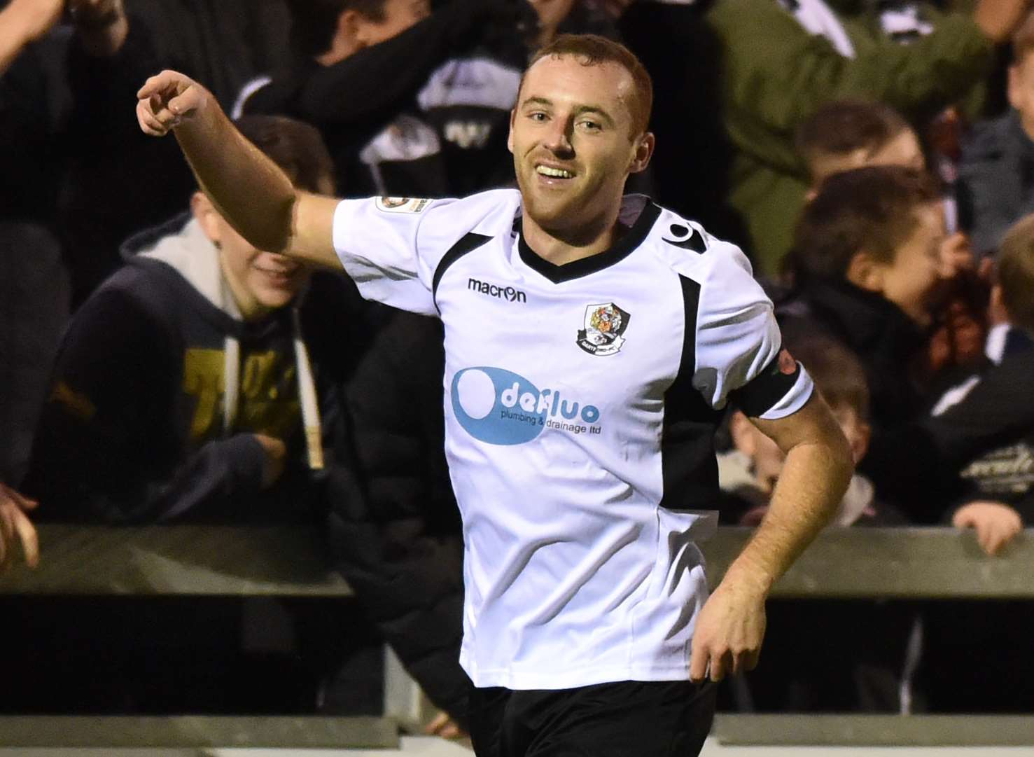 Harry Crawford celebrates scoring for Dartford Picture: Keith Gillard