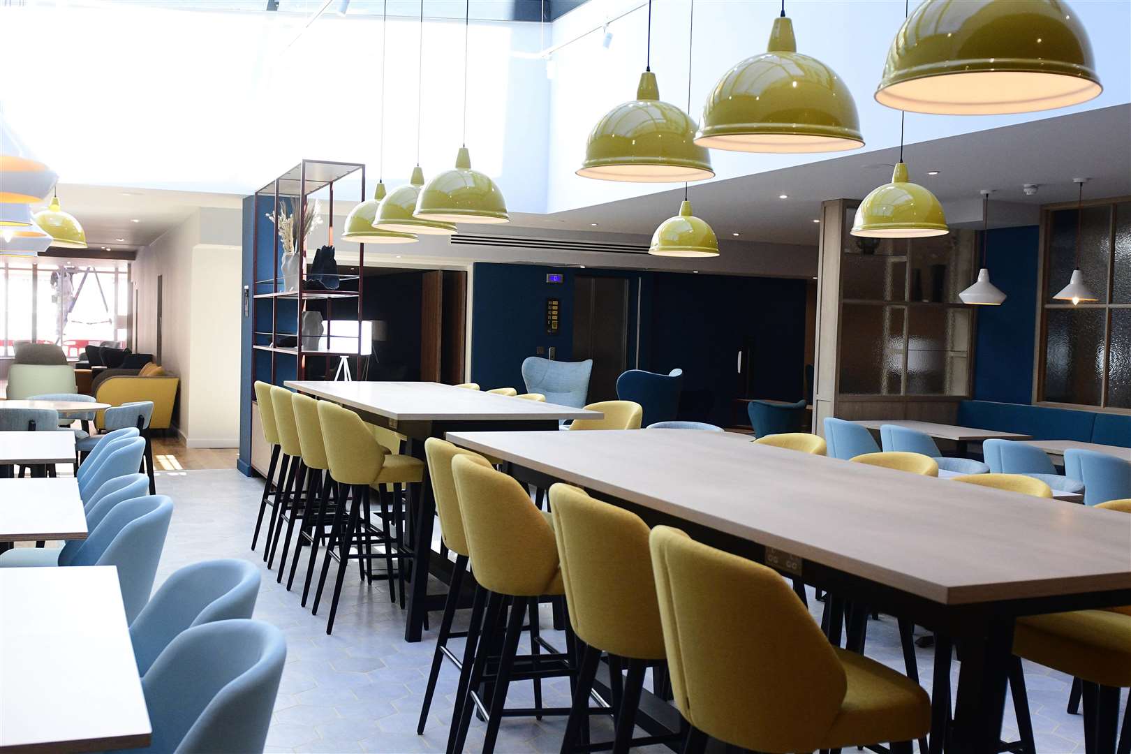 The downstairs eating area in the hotel