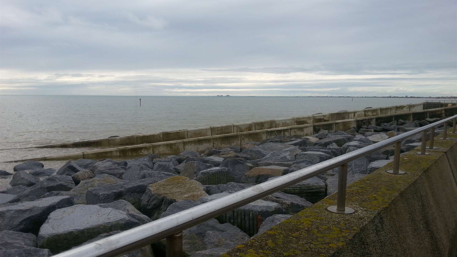 The rocks at Dymchurch along the sea wall