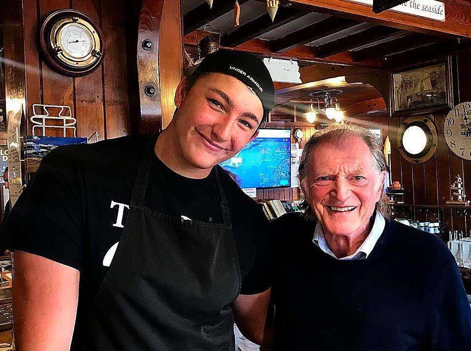 Pilot Inn staff Jonathan Miaoulis with actor David Bradley (4964751)