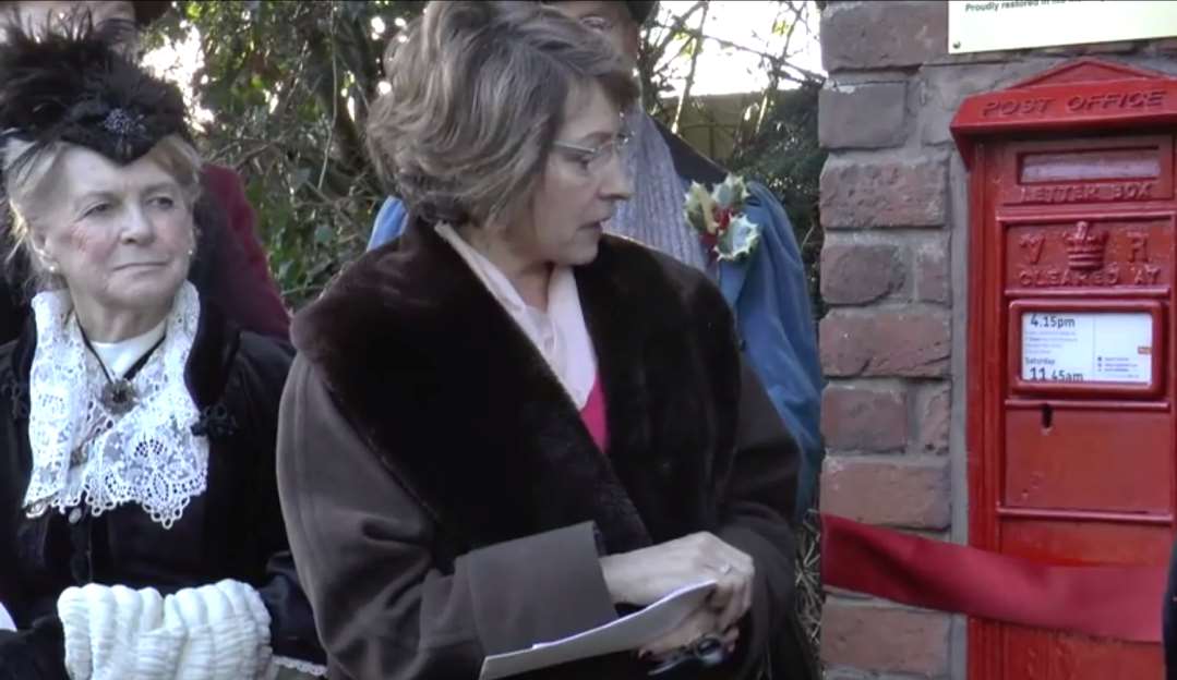 Marion Dickens, Charles's great, great granddaughter, opened the post box