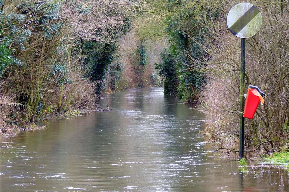 The River Nailbourne overflowing near Barham this week