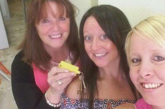 Shirley, Cindie and Melanie picking up the keys for their Walderslade tea room