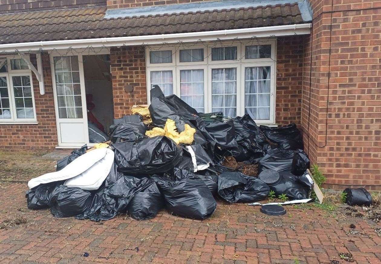 Rubbish left outside the home after a police search warrant