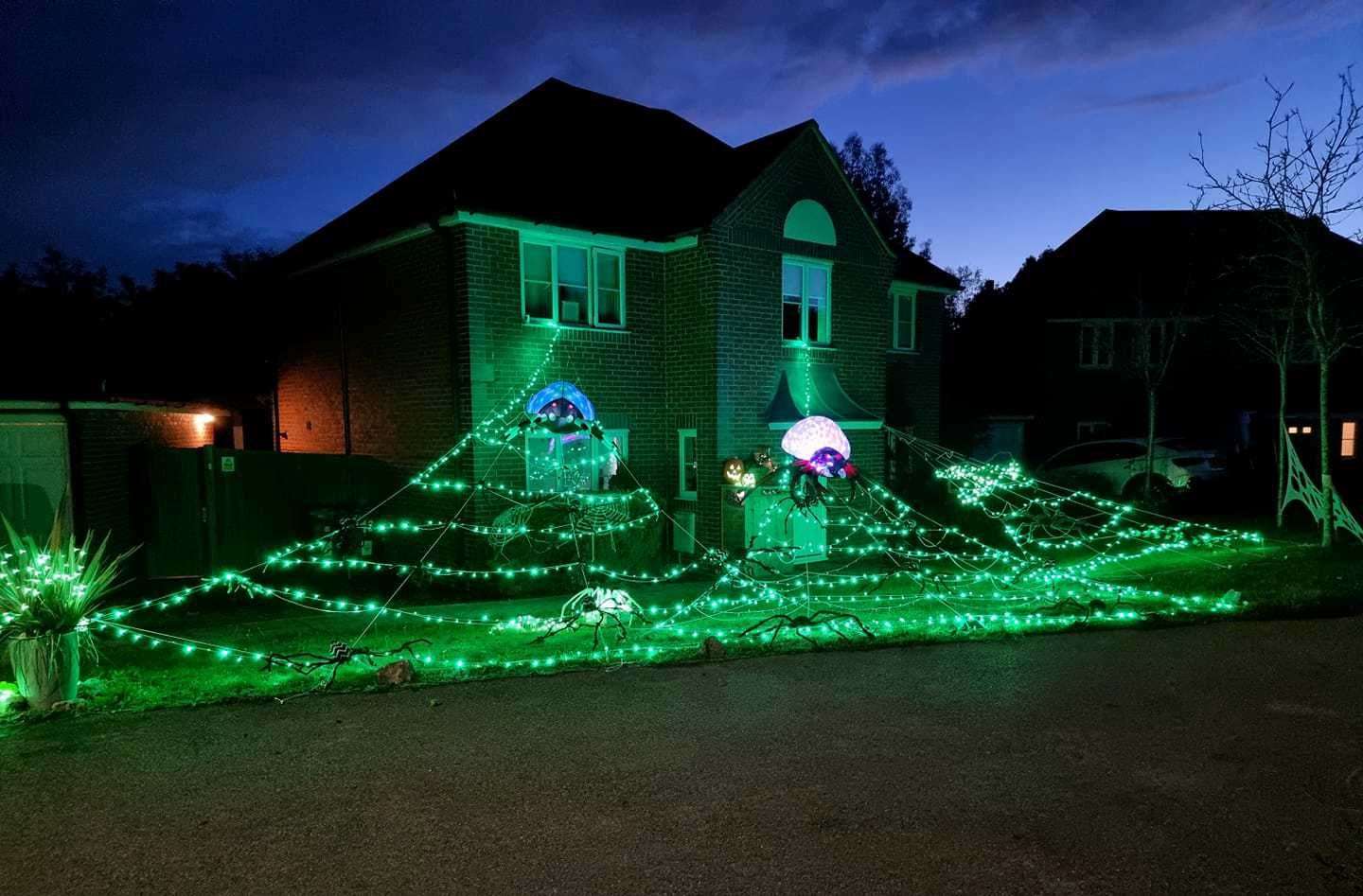 Nicole Jane Maben-Hume's webbed light display in Hazel Heights, Ashford