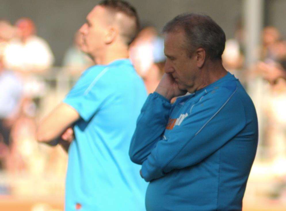 Tony Burman on the touchline during Sunday's play-off defeat Picture: Steve Crispe