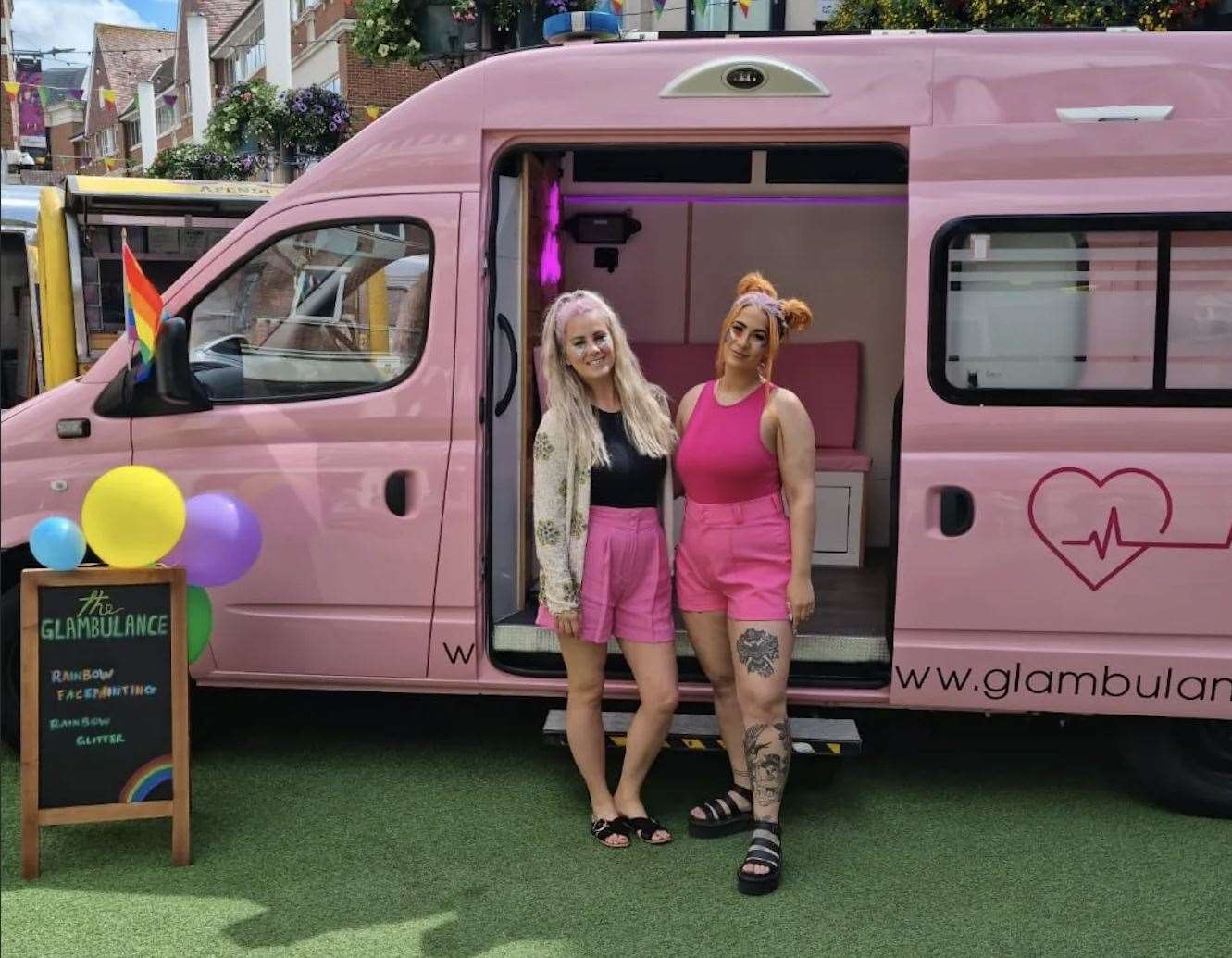 Kirsty Martin and Liane Taylor outside 'Glambulance'. Credit: Kirsty Martin