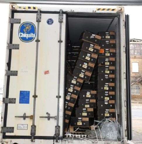 One of the shipments of bananas at Sheerness docks in 2021. Picture: NCA