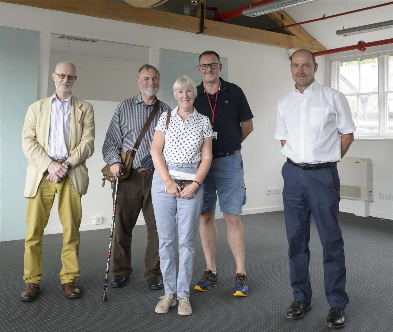 Former staff Stephen Hill, paper historian, Simon Barcham Green, paper maker, Jackie Winder, facilities manager, Mark Green, Whatman staff and Keith Baker, engineering manager