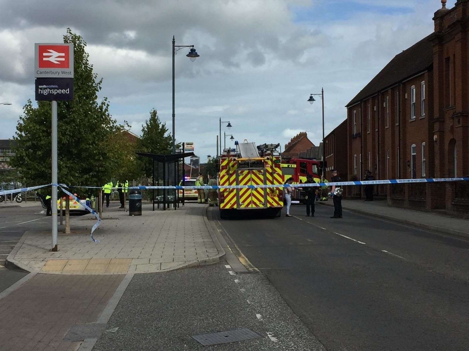 Emergency services outside Canterbury West station