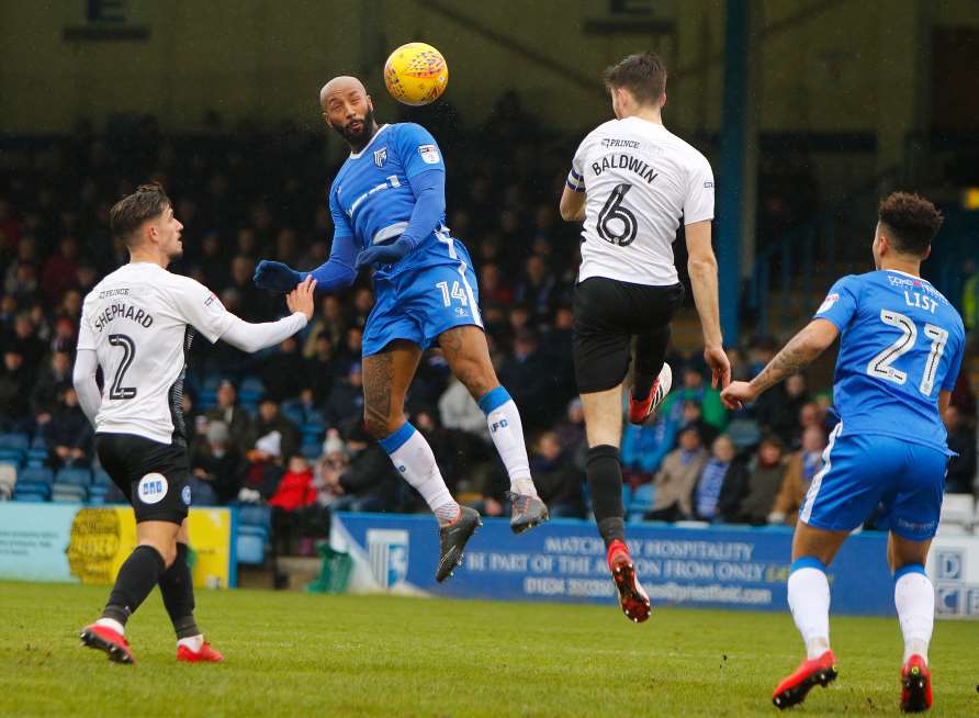 Josh Parker heads a chance over the bar Picture: Andy Jones