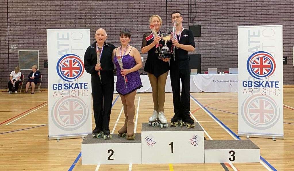 Paul Cuthbert and Joanne Malyon (middle) were awarded first in the Classic Couples event. Picture: Medway Roller Dance