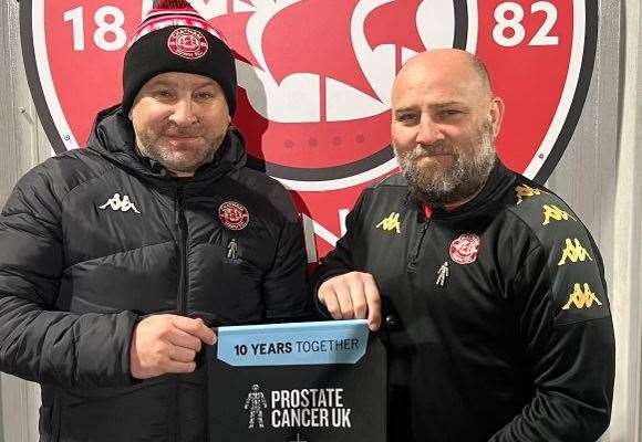 Chatham Town chairman/manager Kevin Hake with brother and general manager Gary Hake