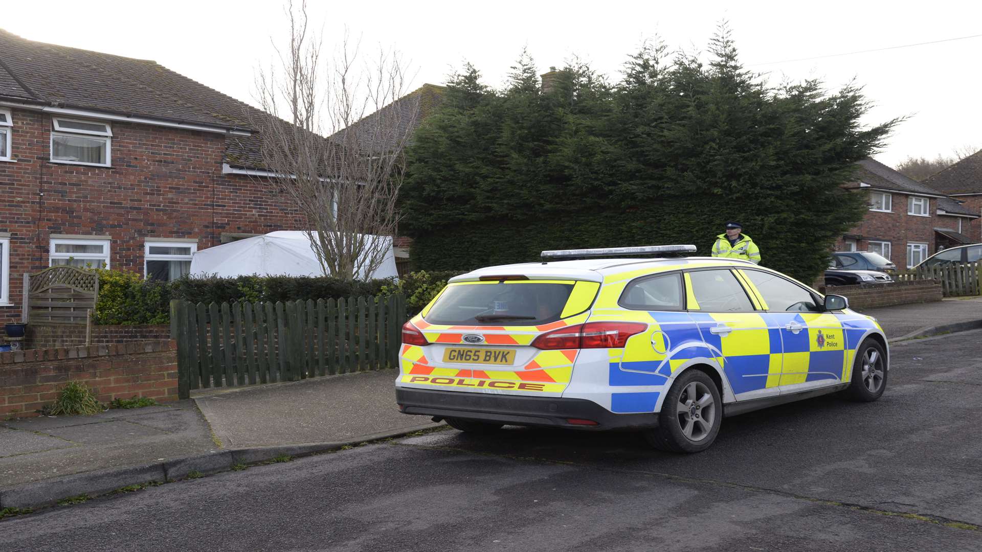 Police at the murder scene