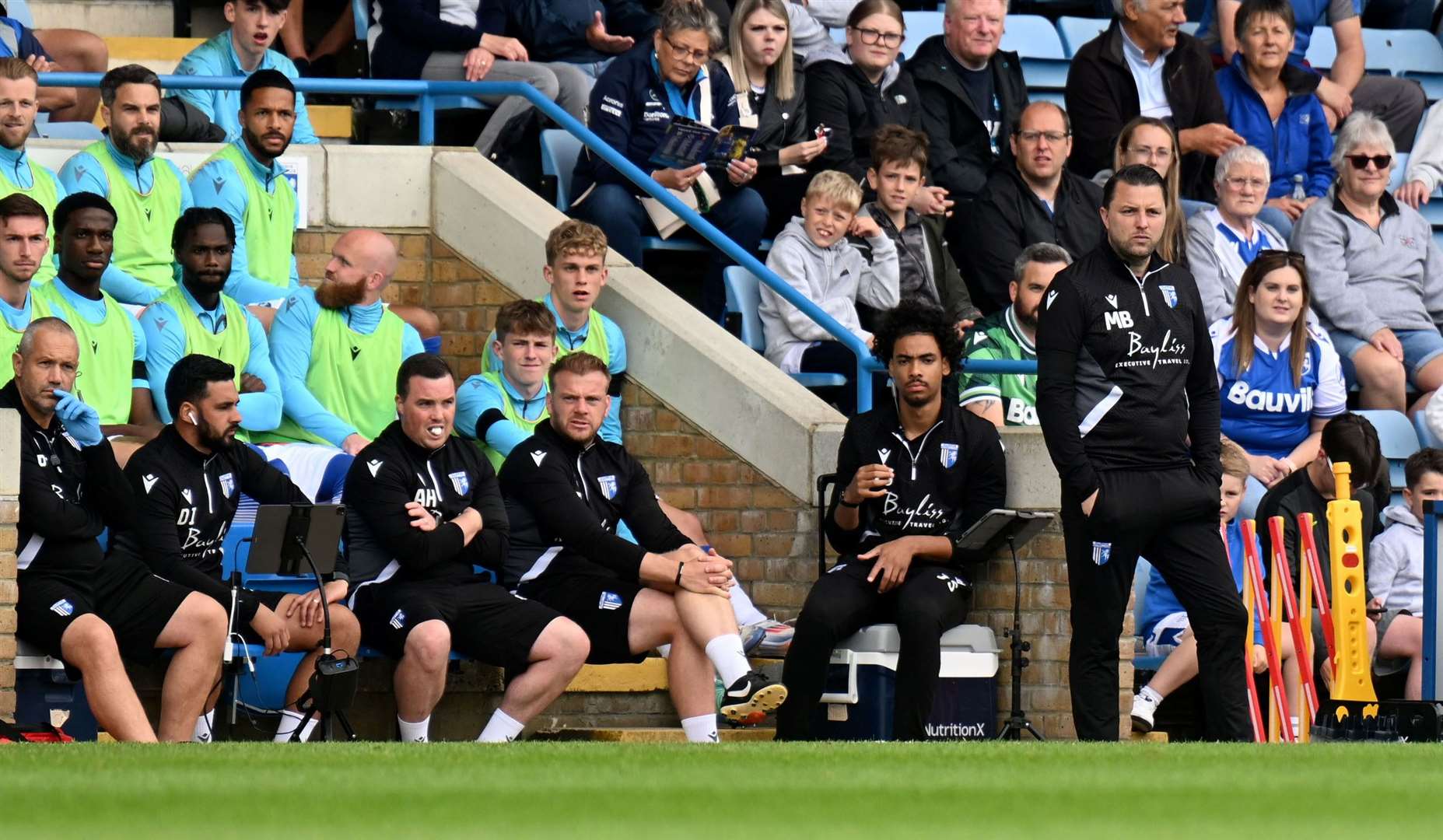 Gillingham manager Mark Bonner watches on at Priestfield Picture: Barry Goodwin