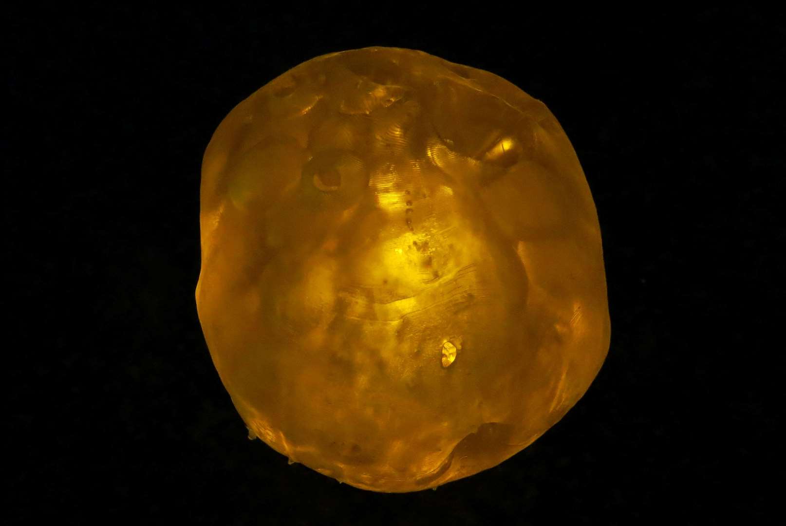 A micrometeorite - backlit - as found on the roof of Canterbury Cathedral (enlarged and 3D printed). Picture: Matthias van Ginneken