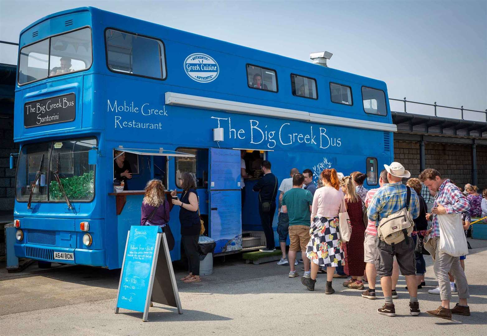 The Big Greek Bus has left Folkestone Harbour Arm. Picture: Folkestone Harbour Arm