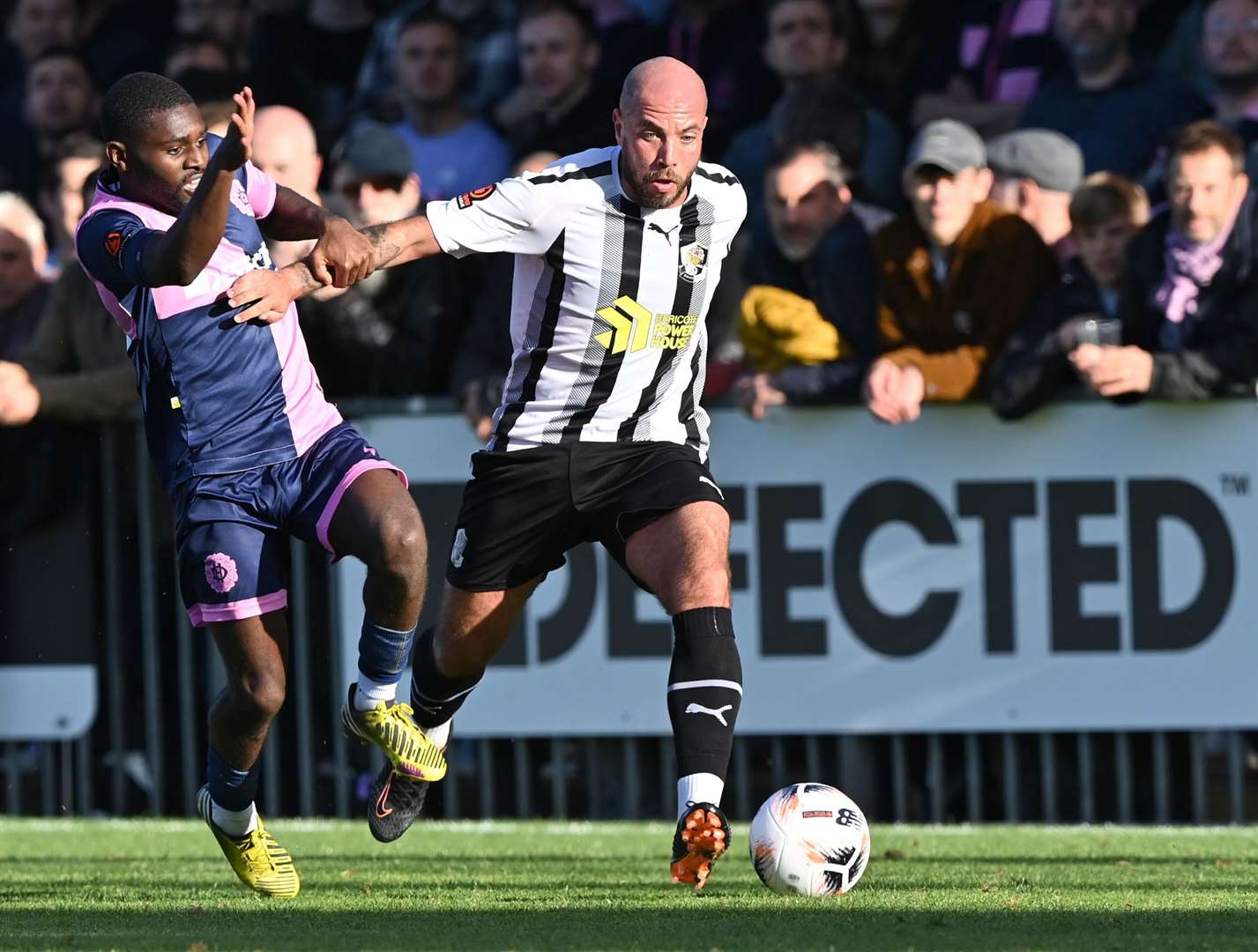 Samir Carruthers went off injured in Easter Friday's 2-1 defeat at Eastbourne Borough. Picture: Keith Gillard