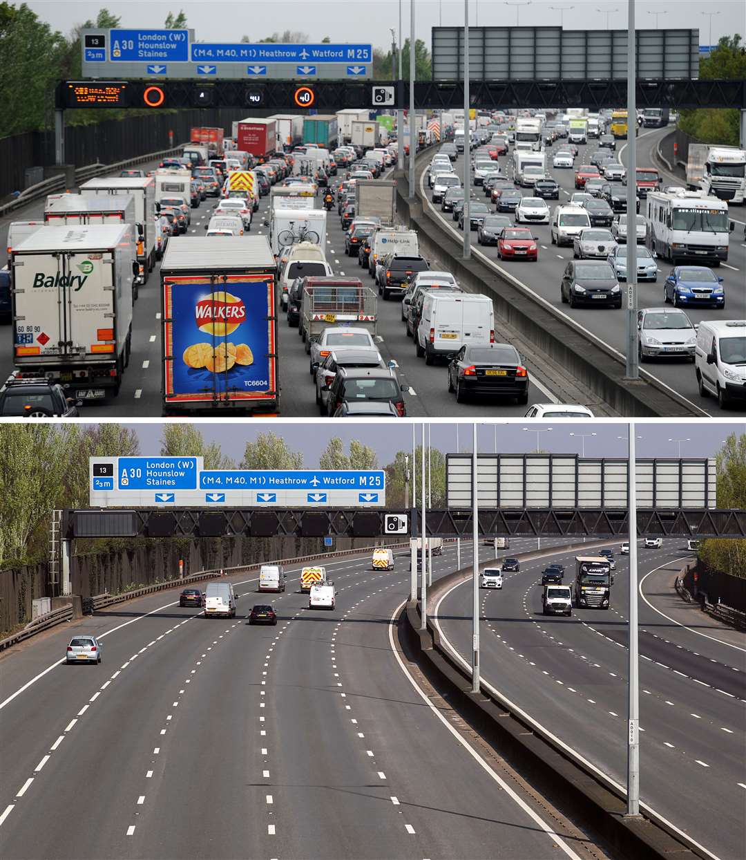 The M25 between junctions 12 and 13 (Andrew Matthews/Steve Parsons/PA)