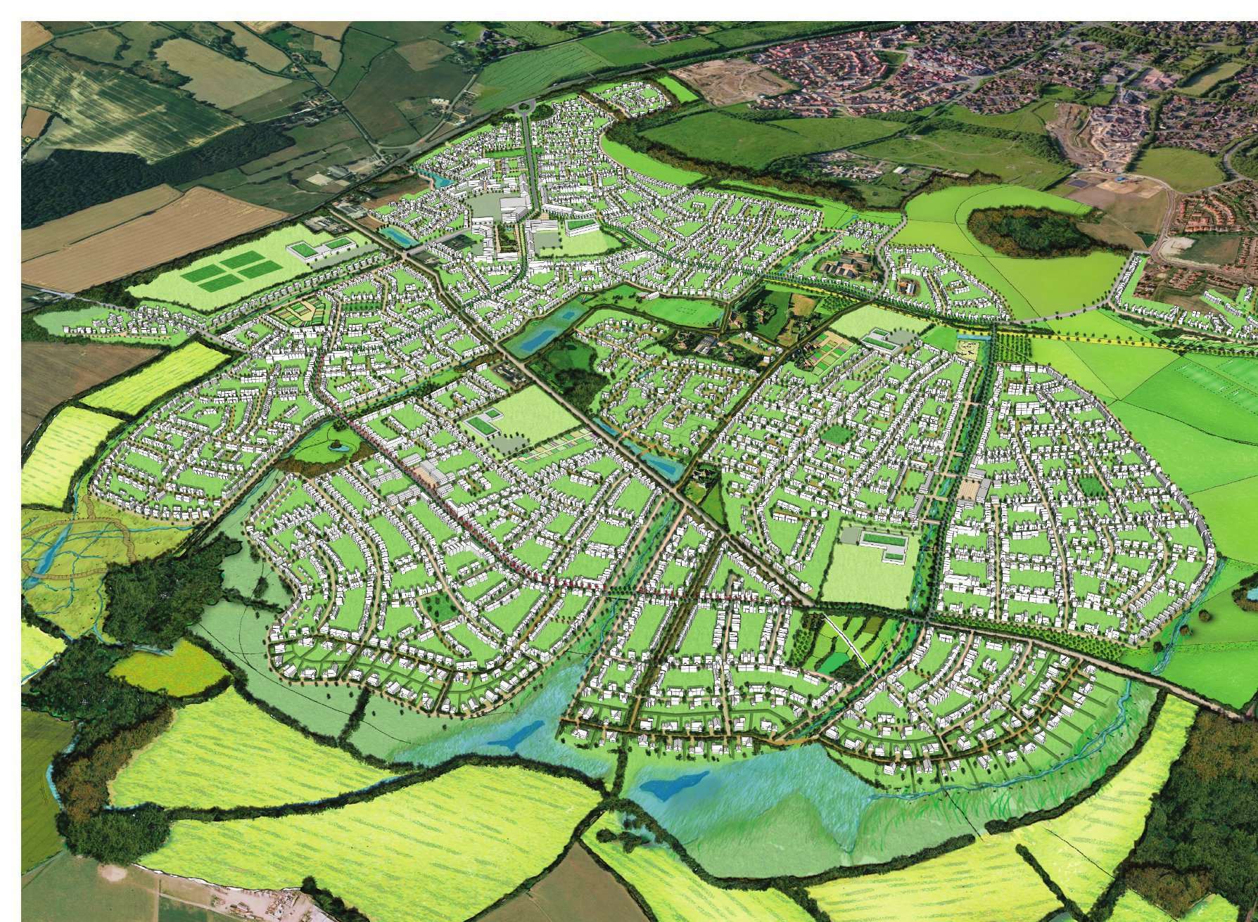 An artist's impression of the Chilmington Green development