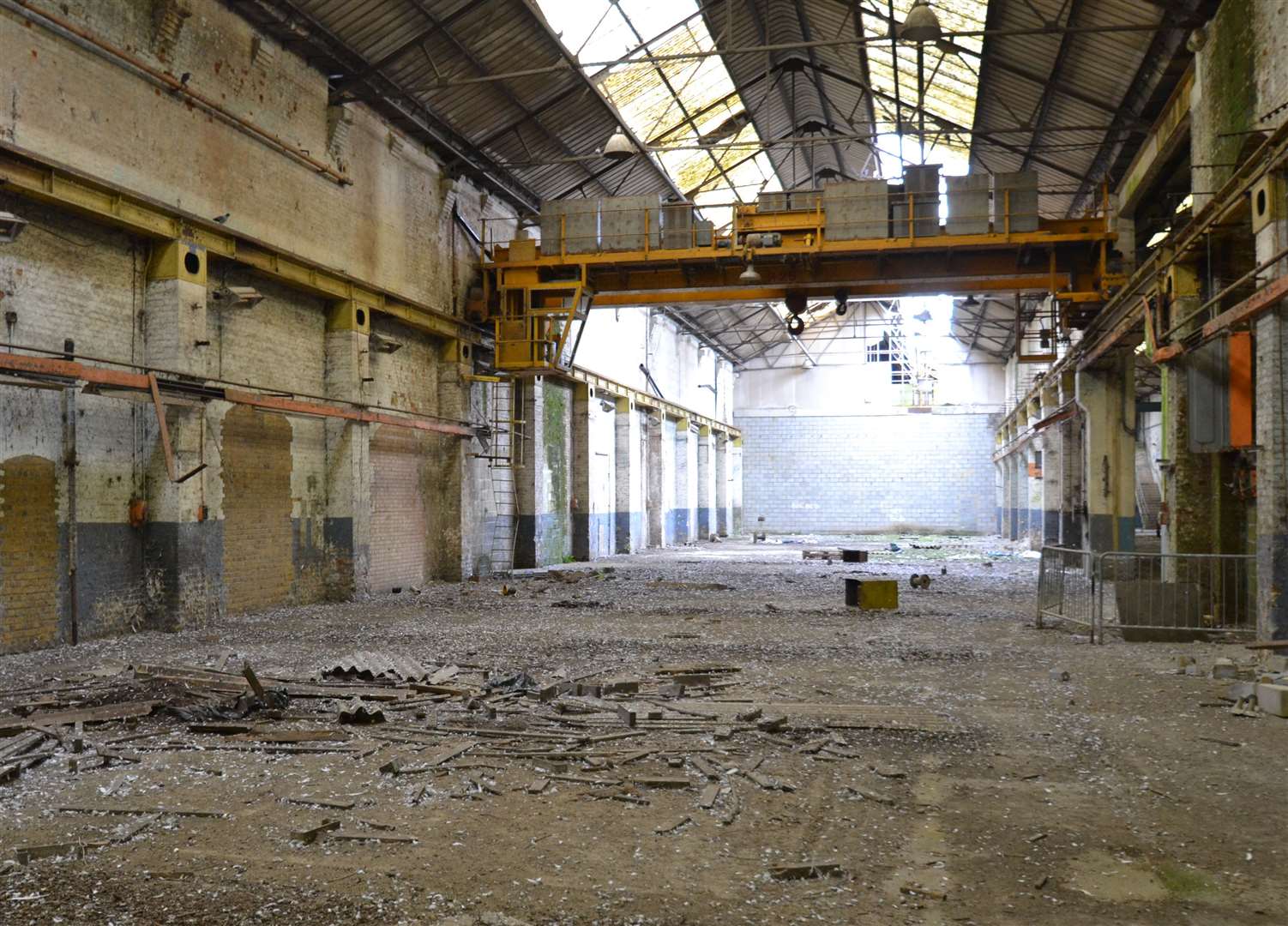 A redundant overhead traverser sits above what was originally the locomotive erecting shop