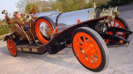 Pierre Picton, owner of the original Chitty Chitty Bang Bang, in the car