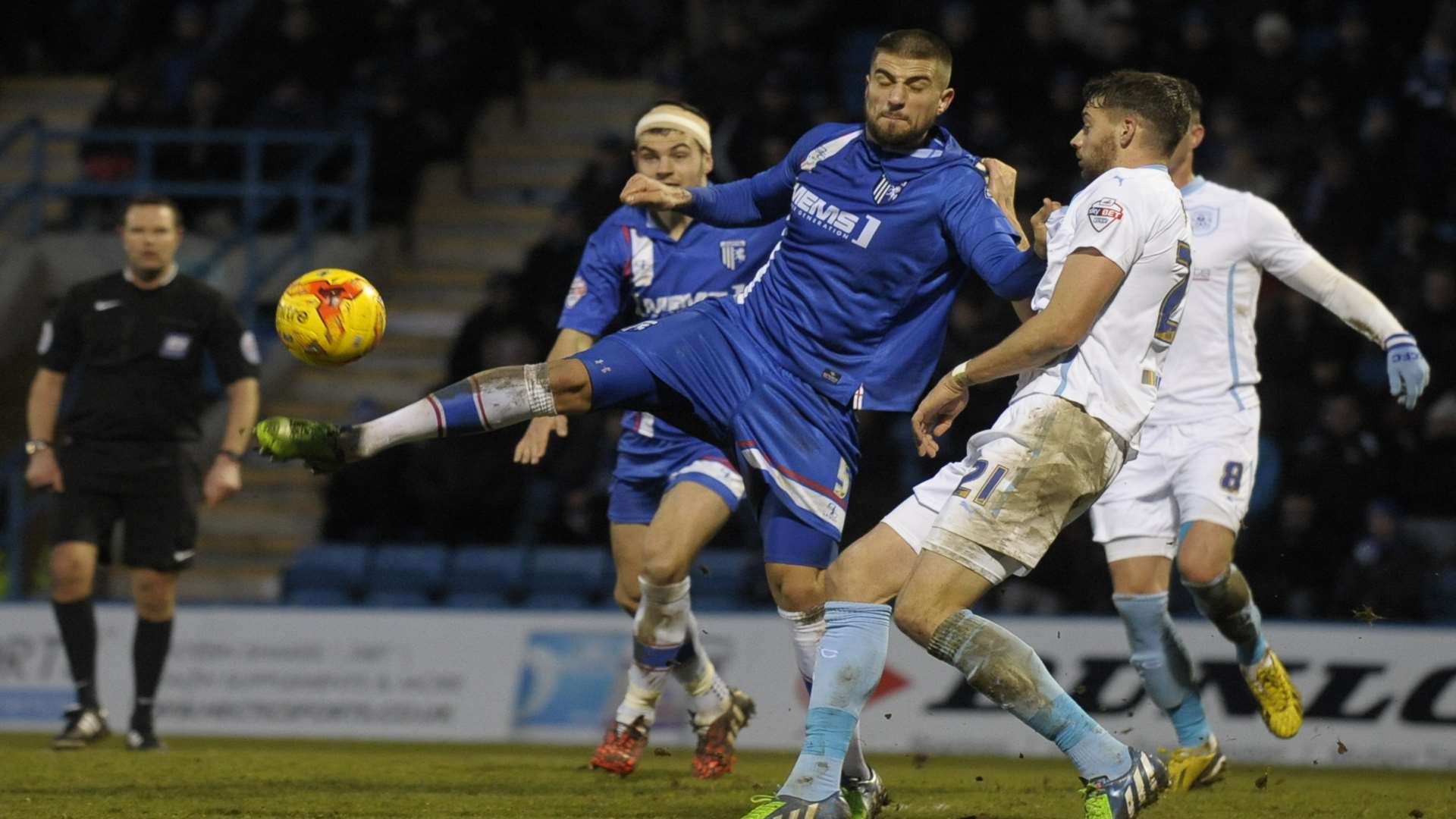 Max Ehmer in action for Gills against Coventry. Picture: Barry Goodwin