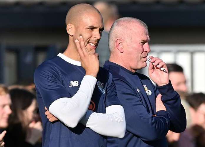 Dartford manager Alan Dowson and coach Christian Jolley. Picture: Keith Gillard