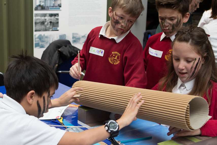 Riverside Primary team working on their construction.