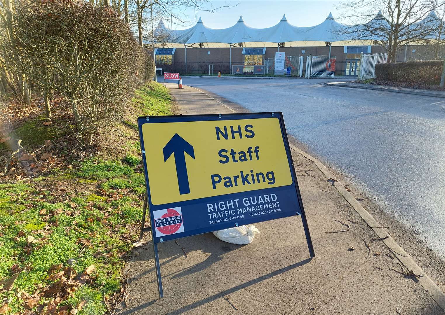 Staff are currently using a car park at the Julie Rose Stadium in Willesborough Road