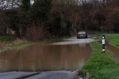 Road blocked in Upnor by flood water. Picture: Maria Soleil