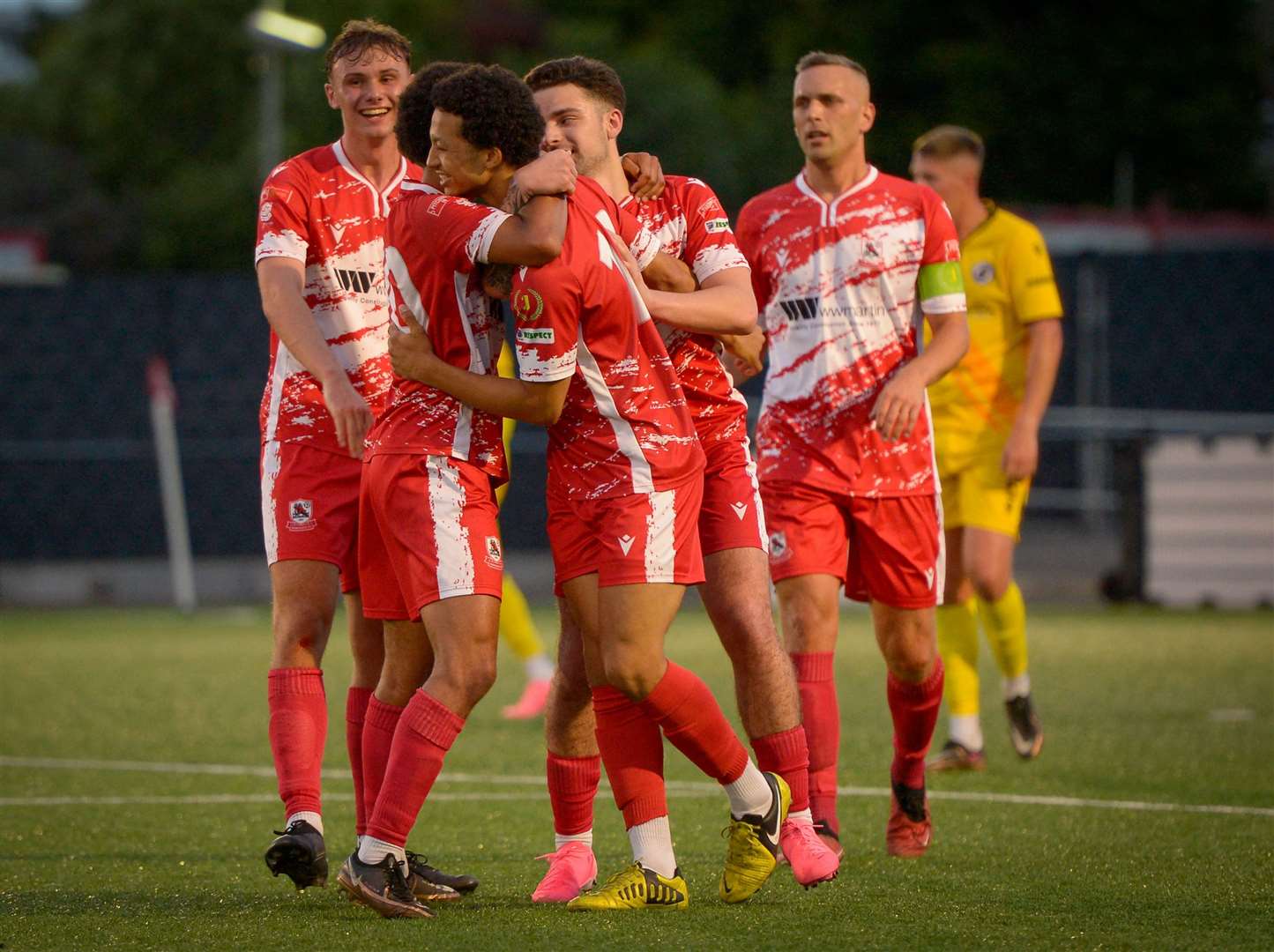 Ramsgate celebrate a goal in their 3-2 friendly win against Bearsted. Picture: Stuart Watson