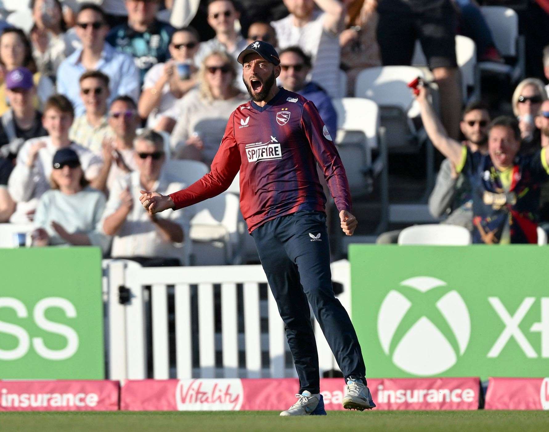 Jack Leaning – top scored for Kent with 34 not out. Picture: Keith Gillard